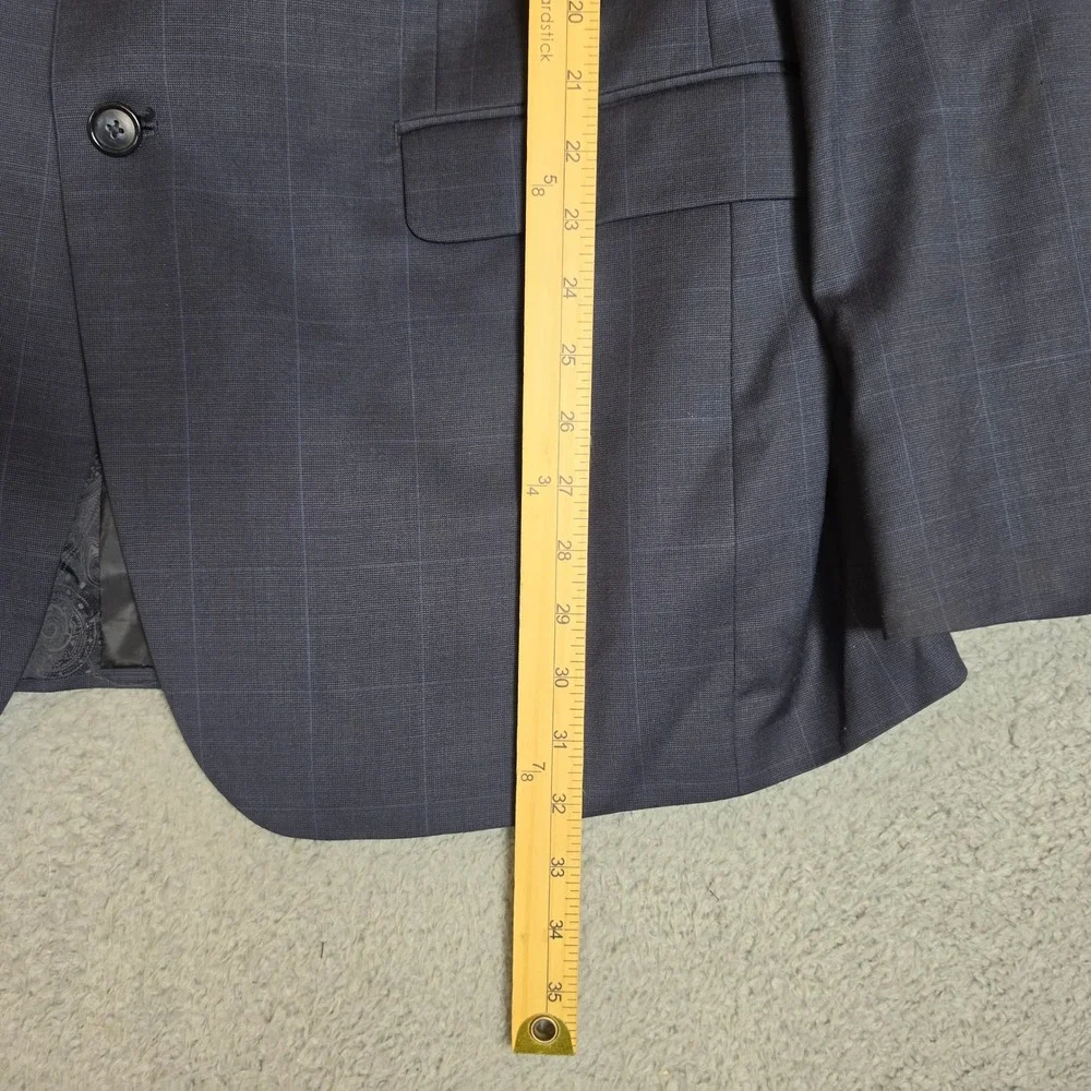 Donald J Trump Sport Coat Mens 42L Blue Office Wool Plaid Blazer Business